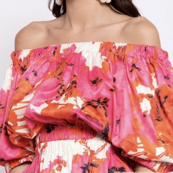 NWT Souk + Sepia x Xiarichanming Off The Shoulder Floral Dress M - Picture 6 of 11